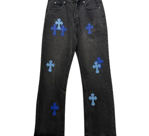 Chrome Hearts Black and Blue Cross Jeans