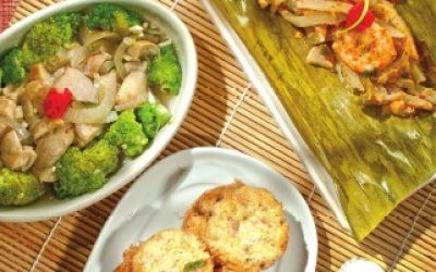 H16 Pepes Udang Bumbu Pedas, Perkedel Tahu, Cah Brokol Jamur